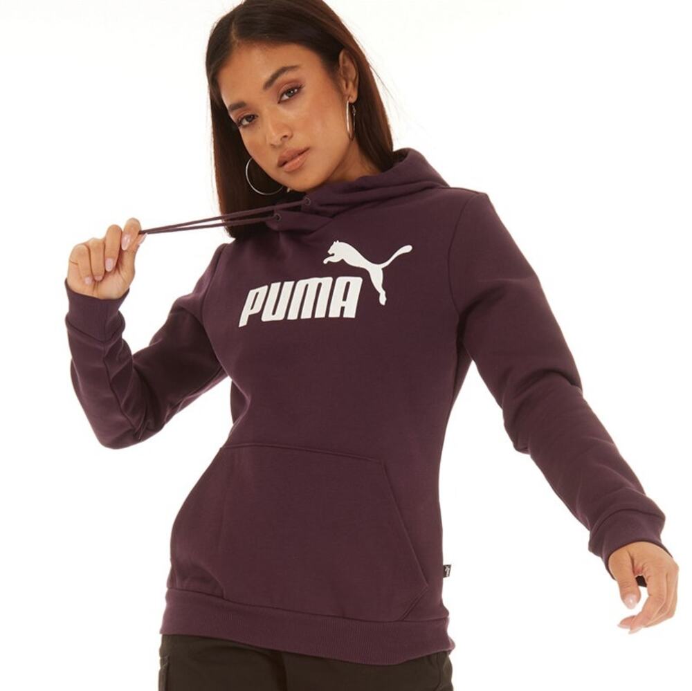 PUMA Womens Essentials Big Logo Hoodie Large Purple Sweatshirt Midnight Plum NWT